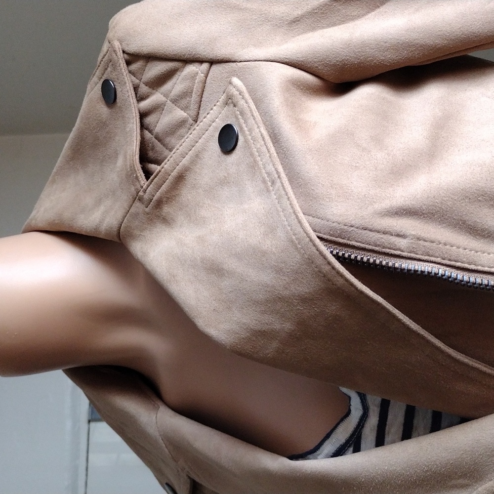 Kut from the Kloth beige faux suede biker jacket S - Picture 3 of 10